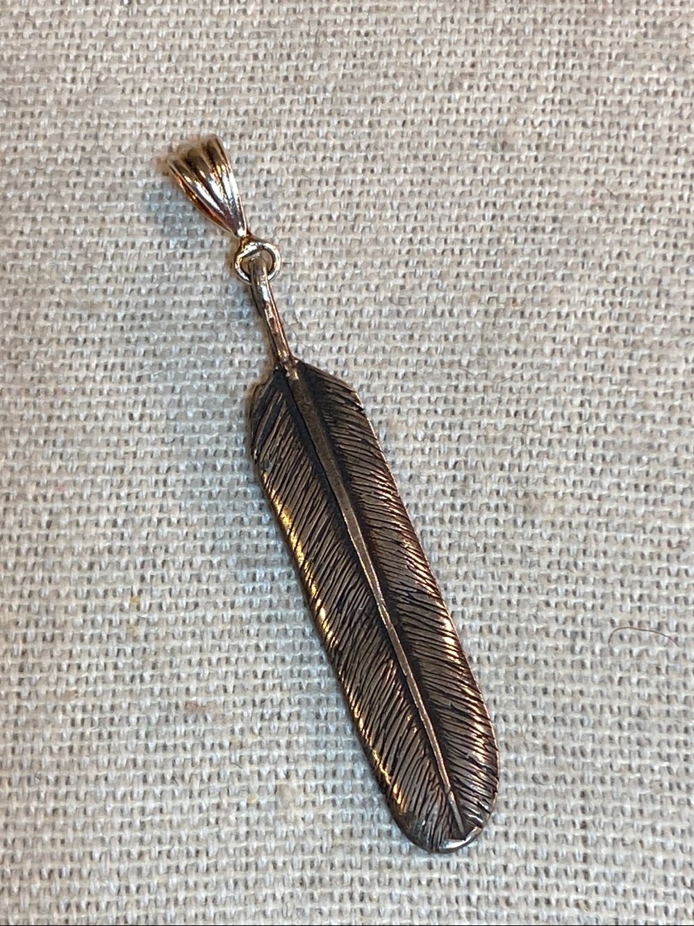 Sterling Silver 925 Feather Pendant Native American Style Boho Southwestern